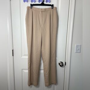 Vintage Rena Rowan women’s tan 100% merino wool side button lined trousers pants